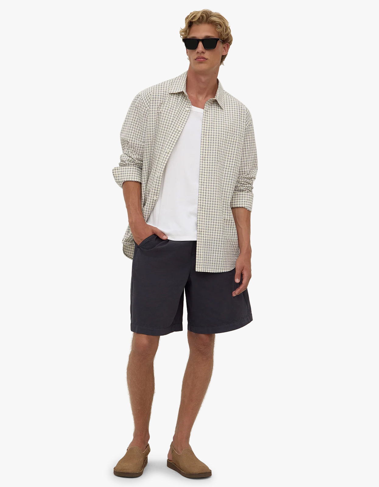 Bowie Long Sleeve Shirt - Ocean/Cream