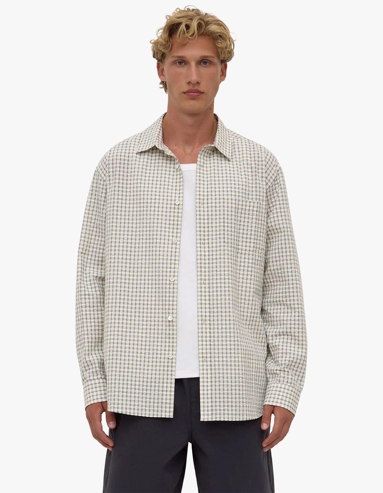 Bowie Long Sleeve Shirt - Ocean/Cream