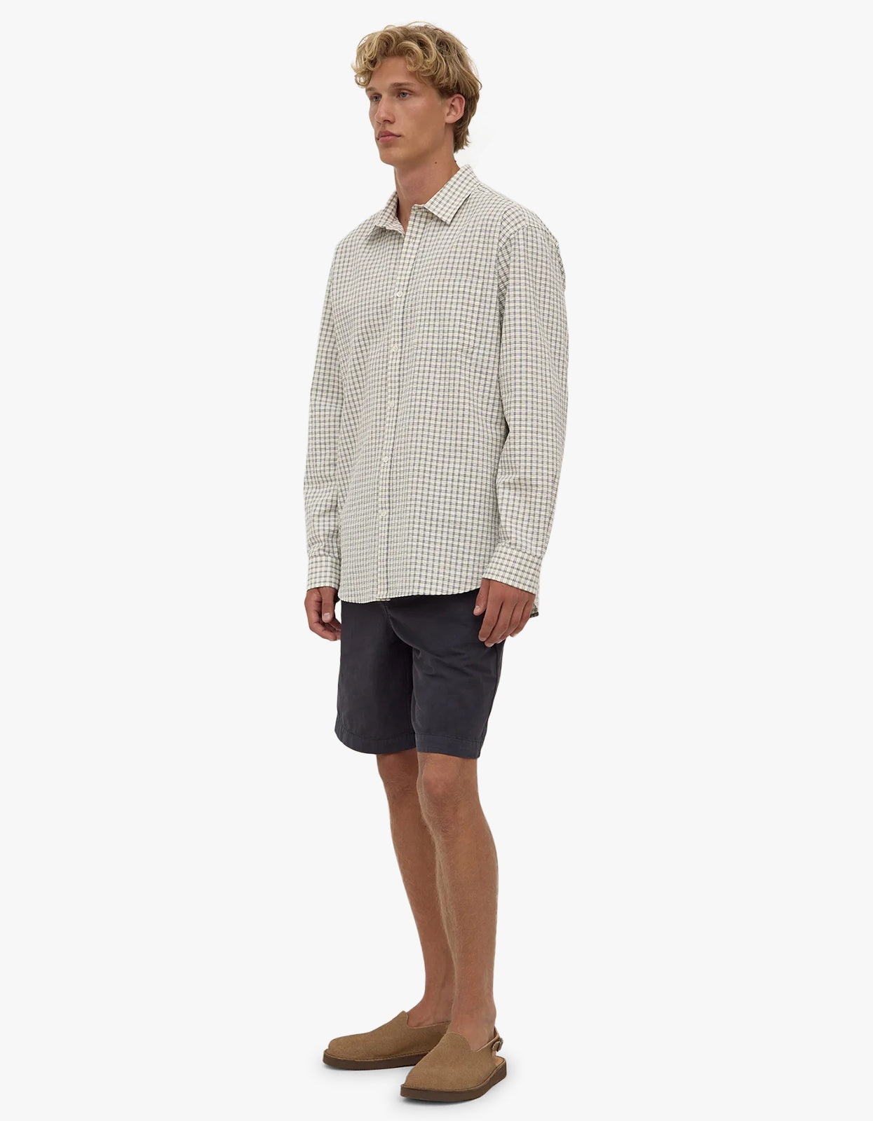 Bowie Long Sleeve Shirt - Ocean/Cream