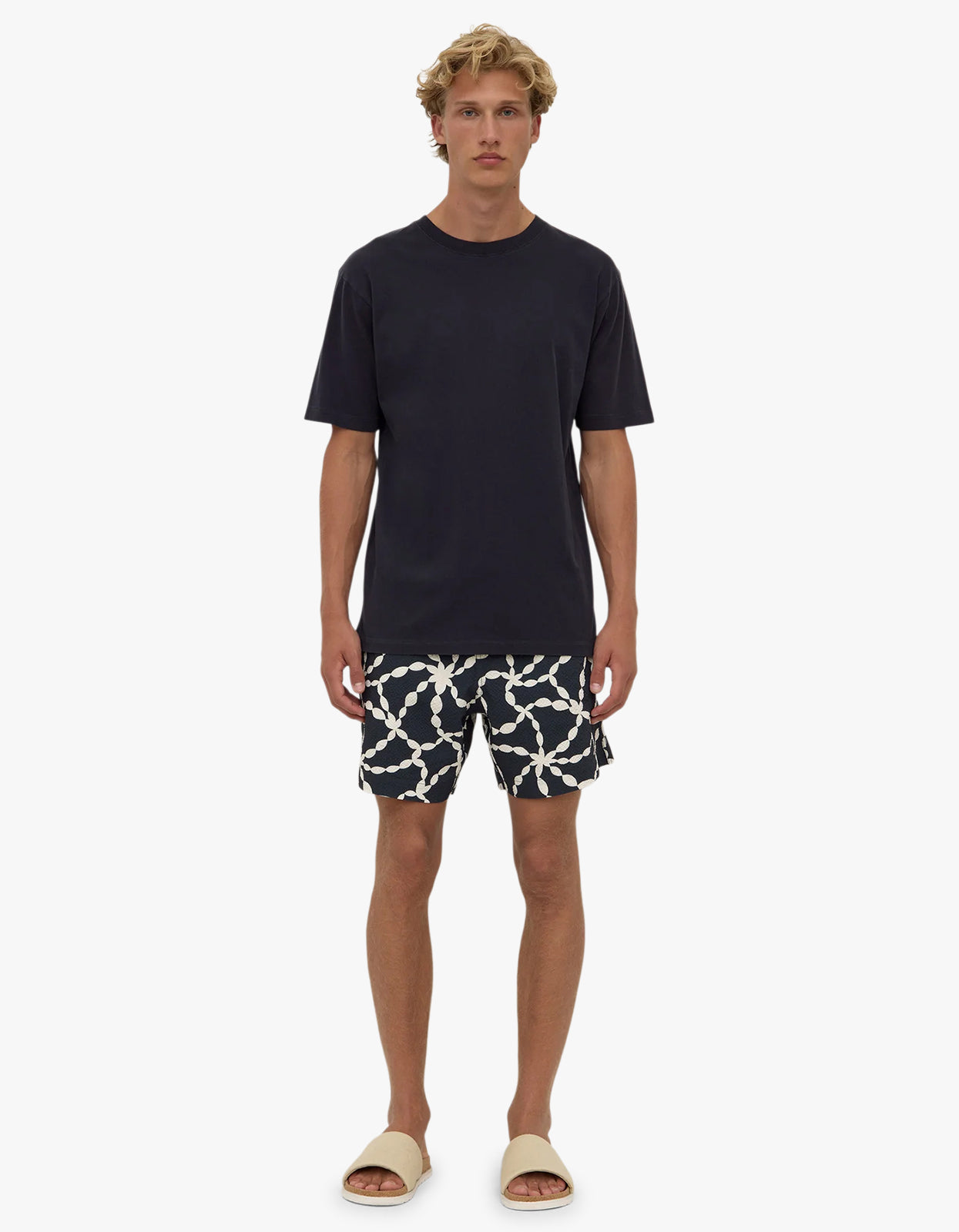 Cove Print Swim Short - True Navy/Cream