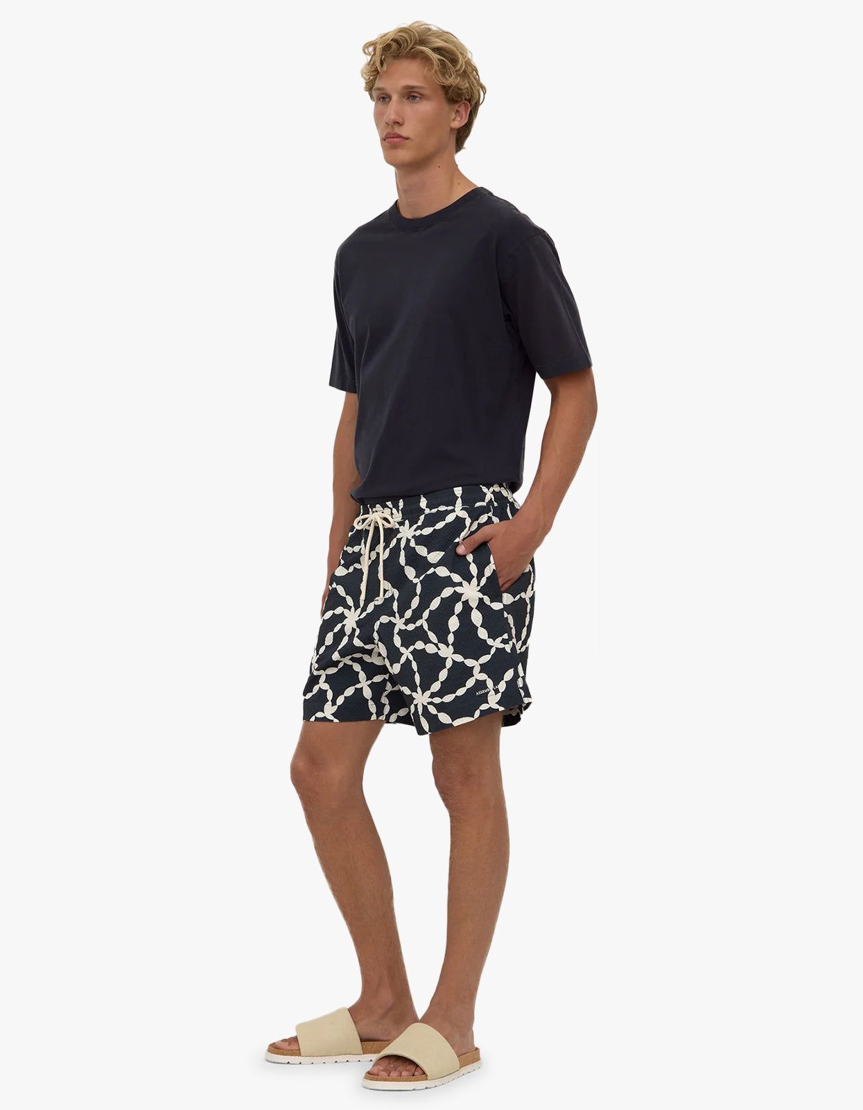Cove Print Swim Short - True Navy/Cream