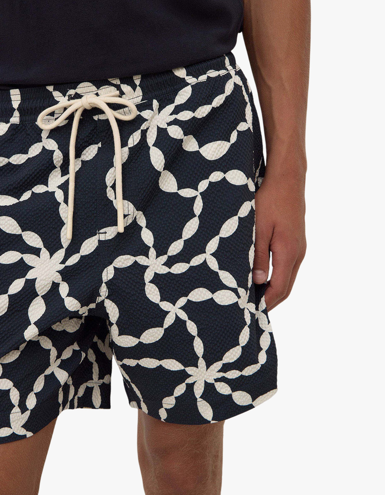 Cove Print Swim Short - True Navy/Cream