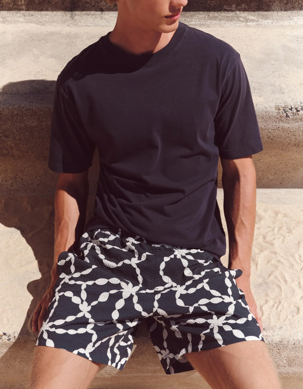 Cove Print Swim Short - True Navy/Cream