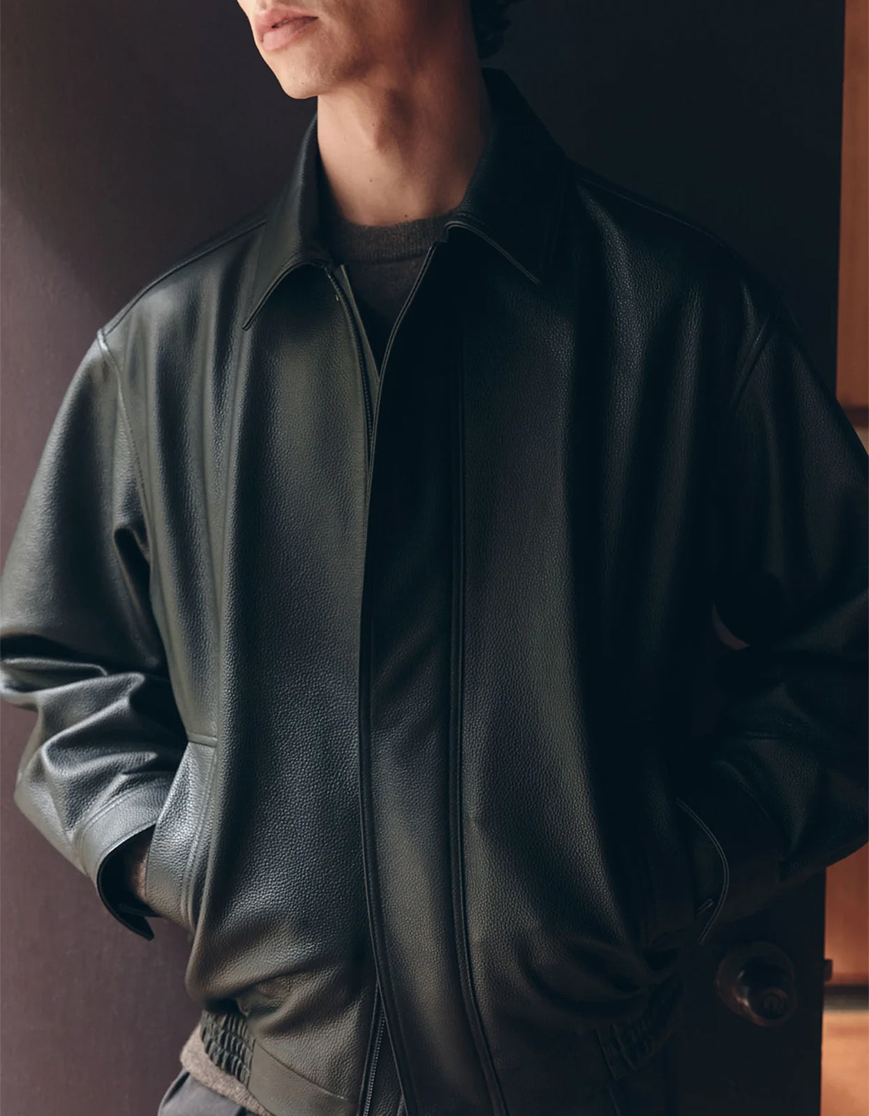 Bank Leather Jacket - Black