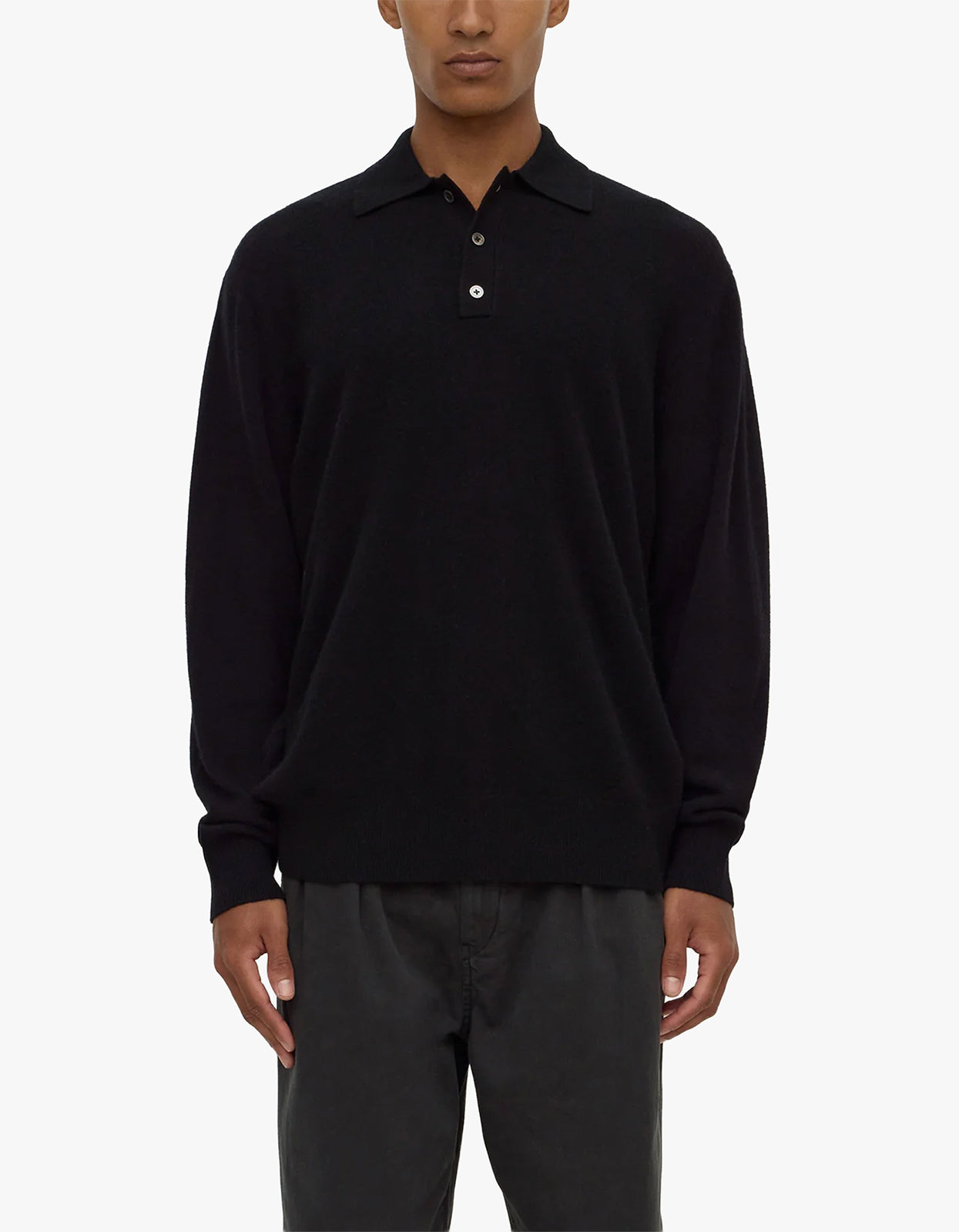 Mens Cashmere Polo - Black