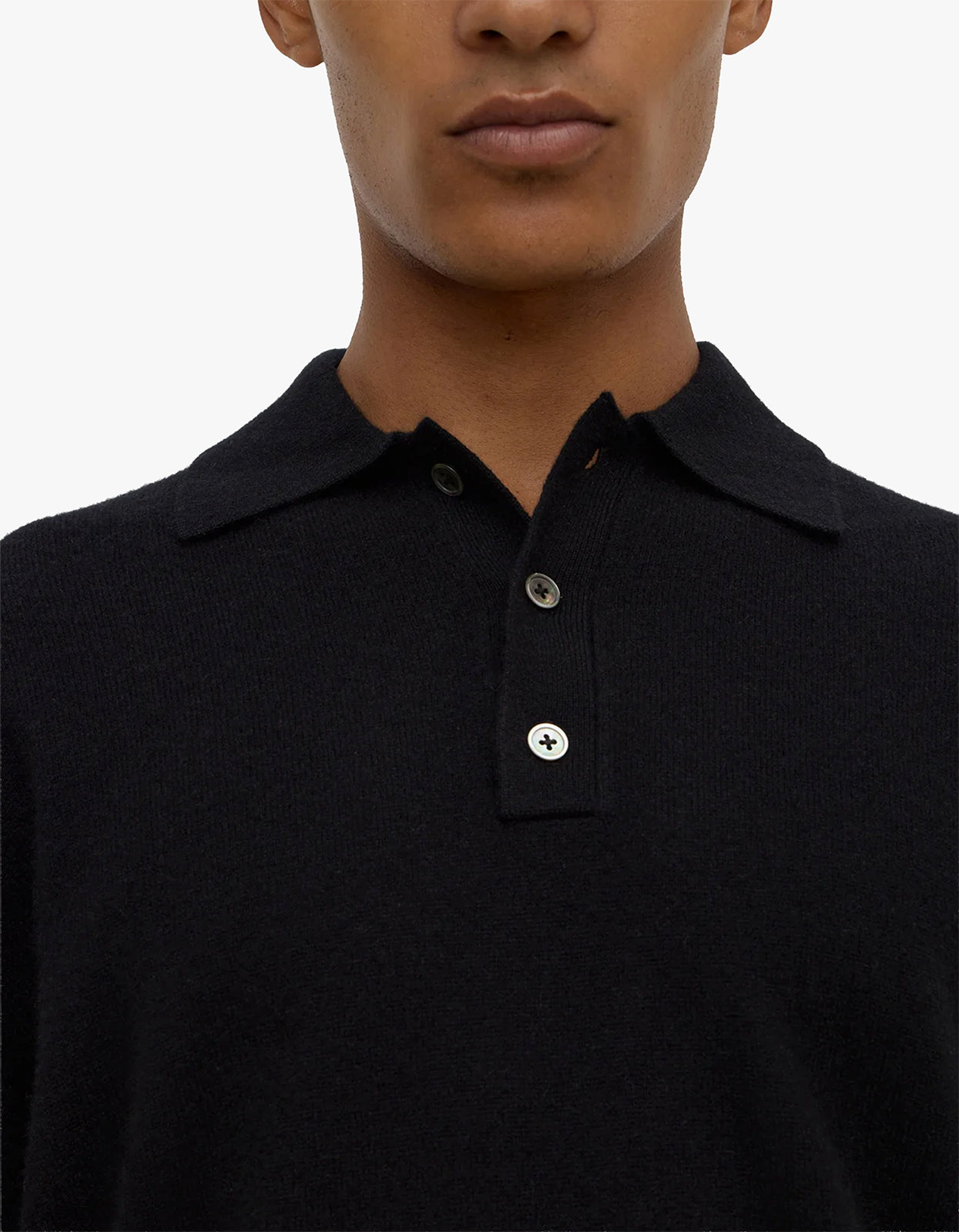 Mens Cashmere Polo - Black