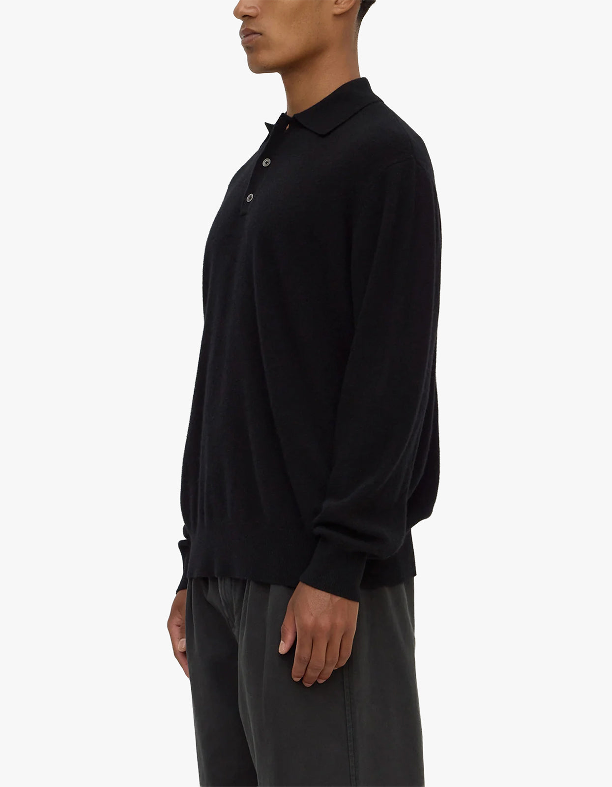 Mens Cashmere Polo - Black