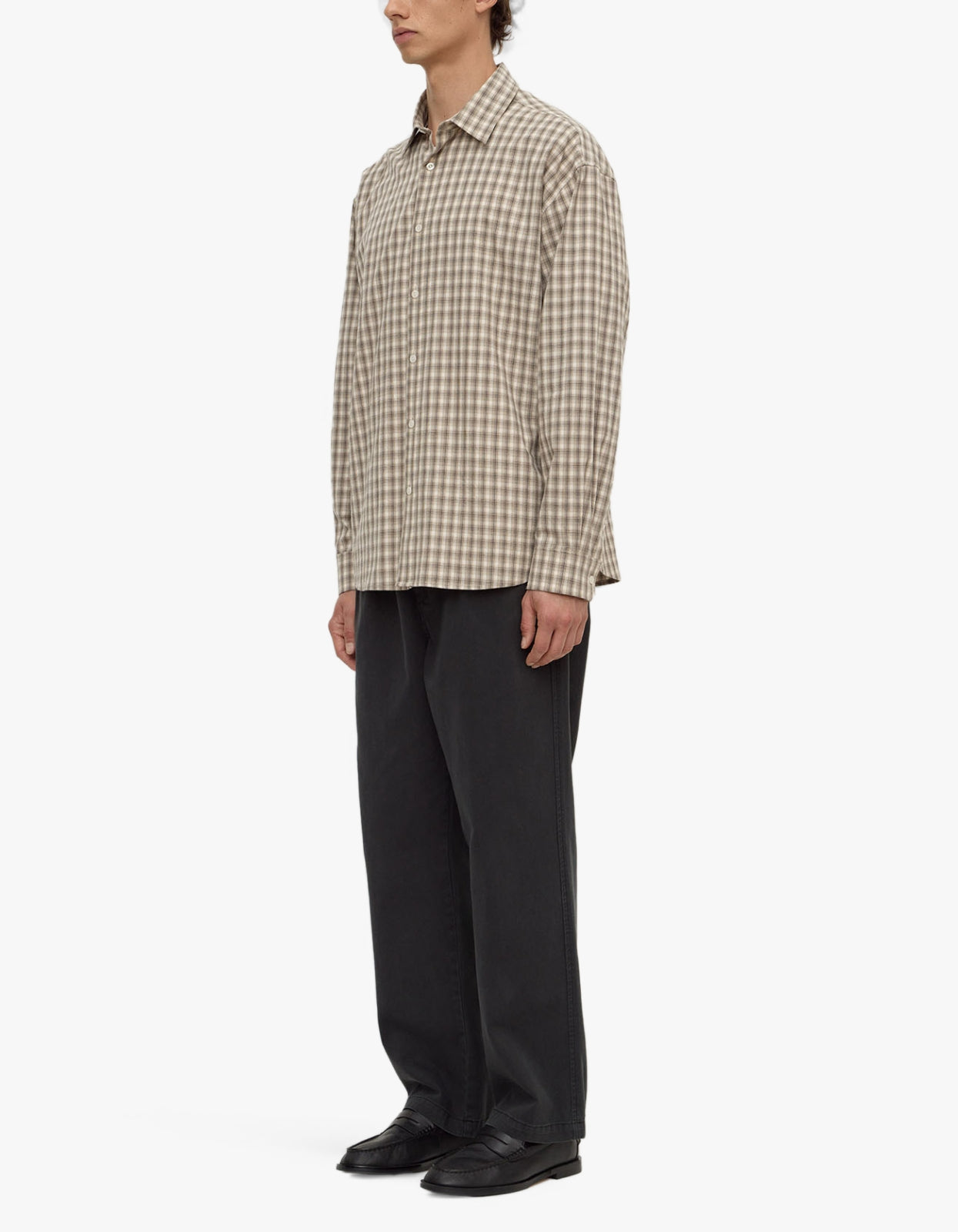 Eddie Check Long Sleeve Shirt - White/Grey
