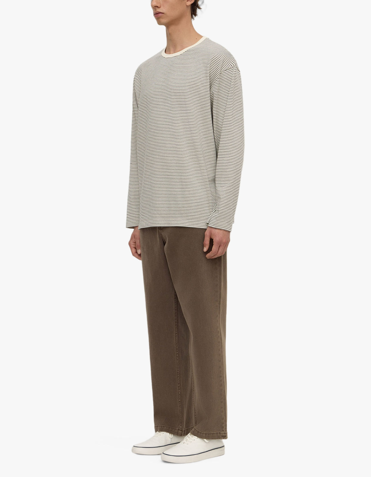Malone Stripe Long Sleeve Tee - Black/Cream Stripe