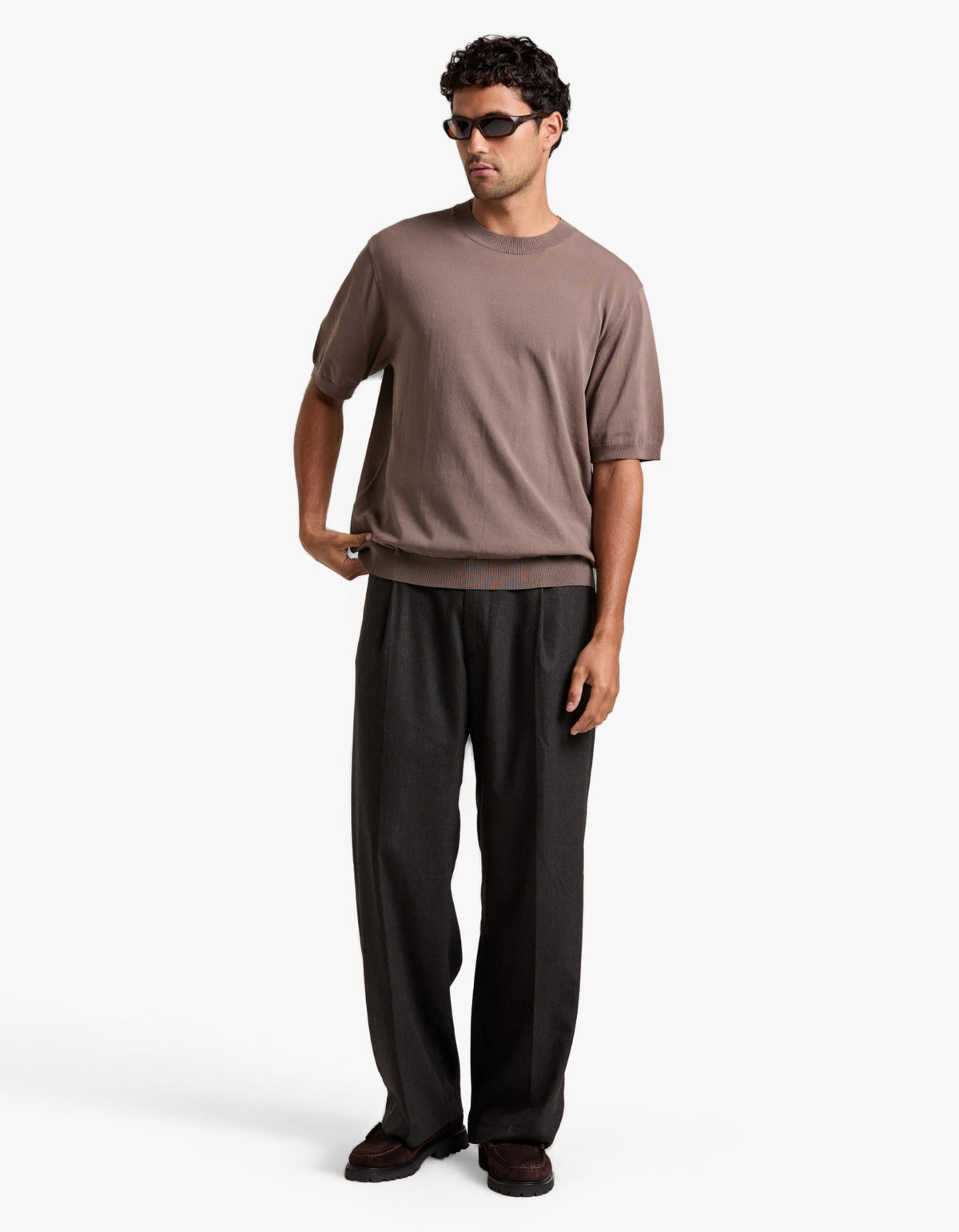Hugh Knit Tee - Dark Sand