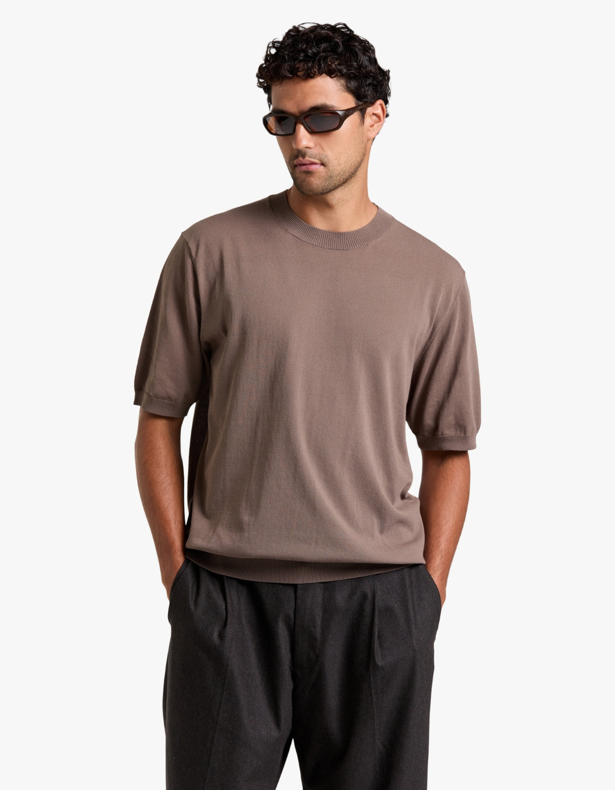Hugh Knit Tee - Dark Sand