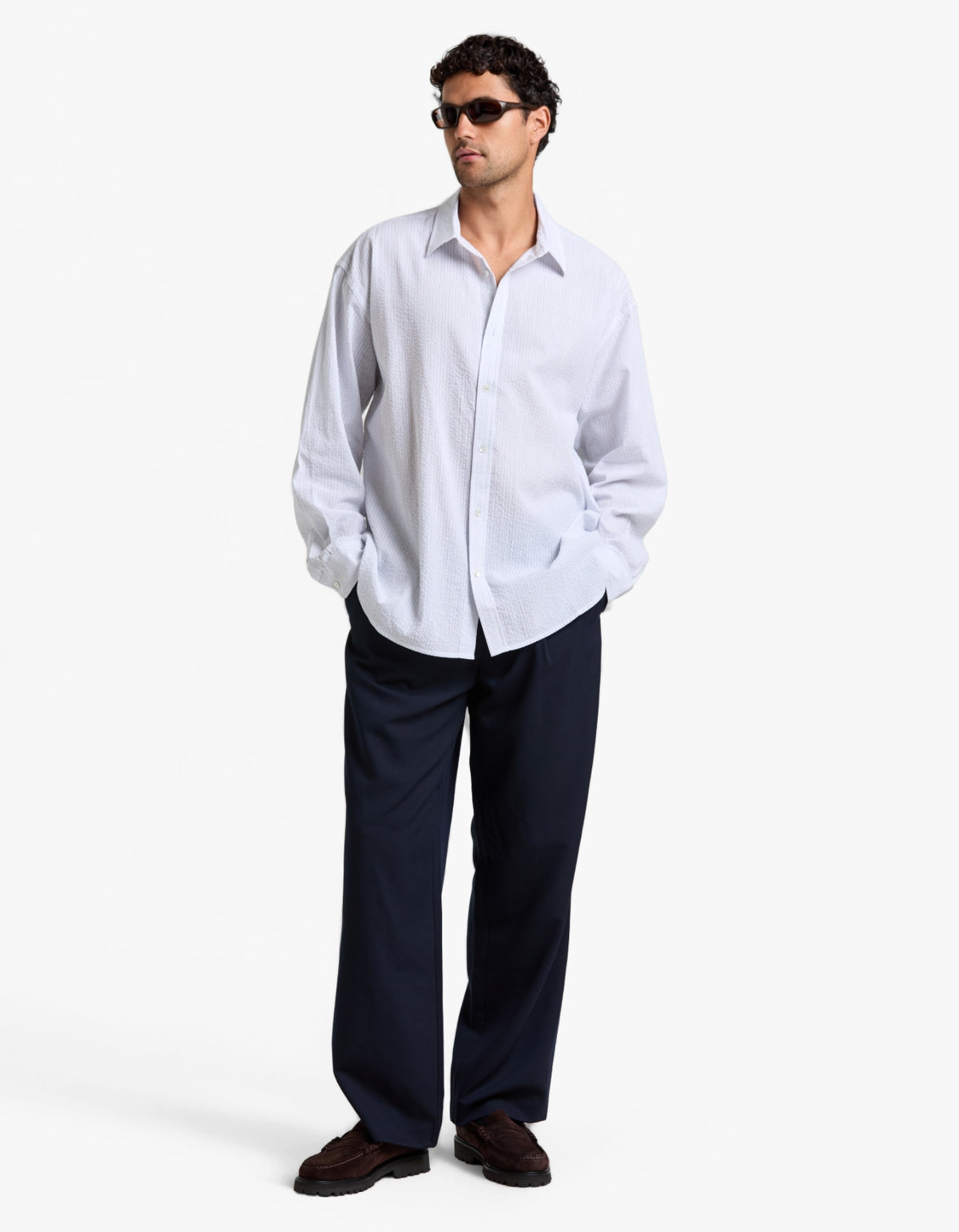 Will Long Sleeve Shirt - White/Navy
