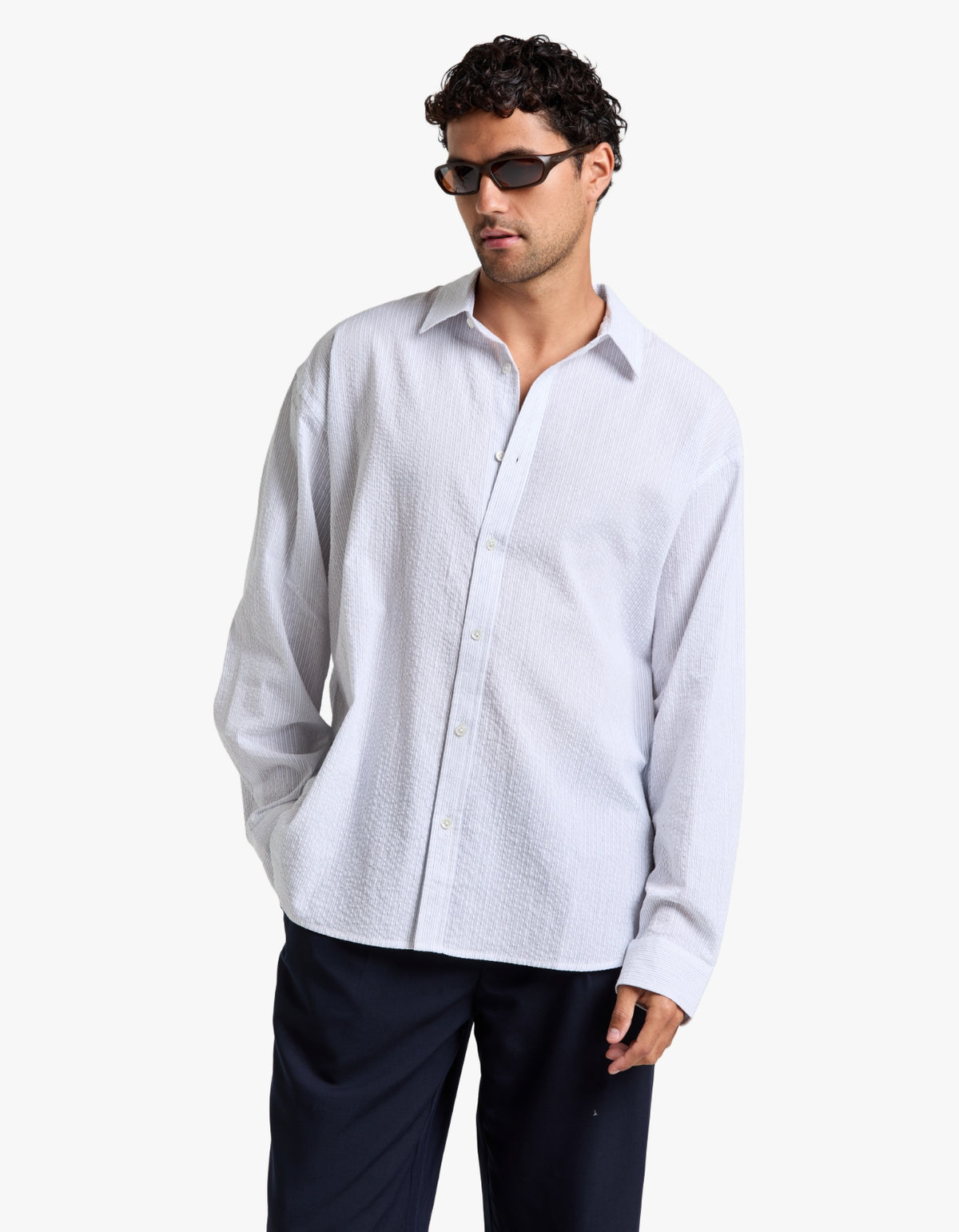 Will Long Sleeve Shirt - White/Navy
