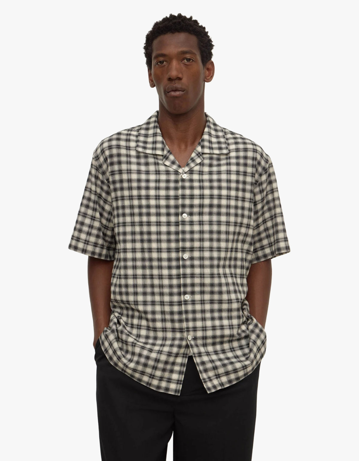 Pearce Check Short Sleeve Shirt - Black/Cream