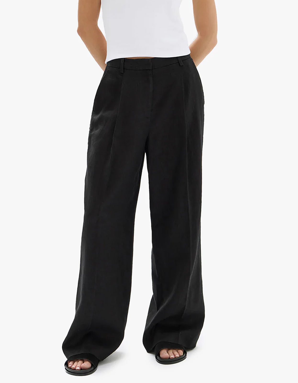 Aria Linen Pant - Black