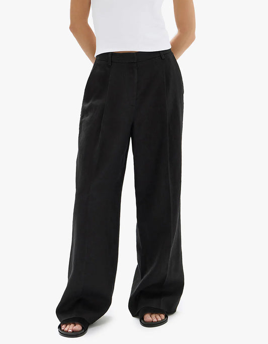 Aria Linen Pant - Black