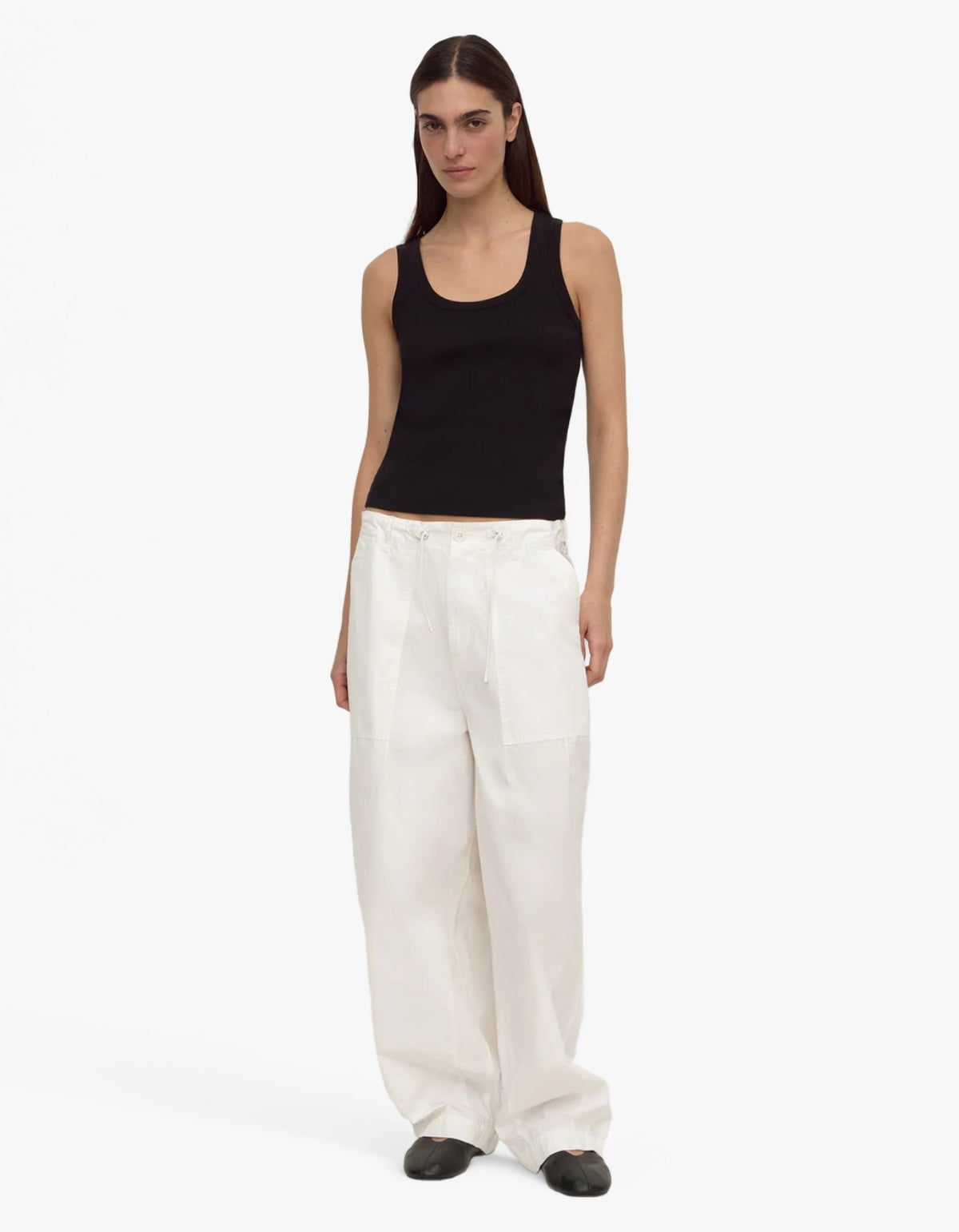Robyn Scoop Neck Rib Tank - Black