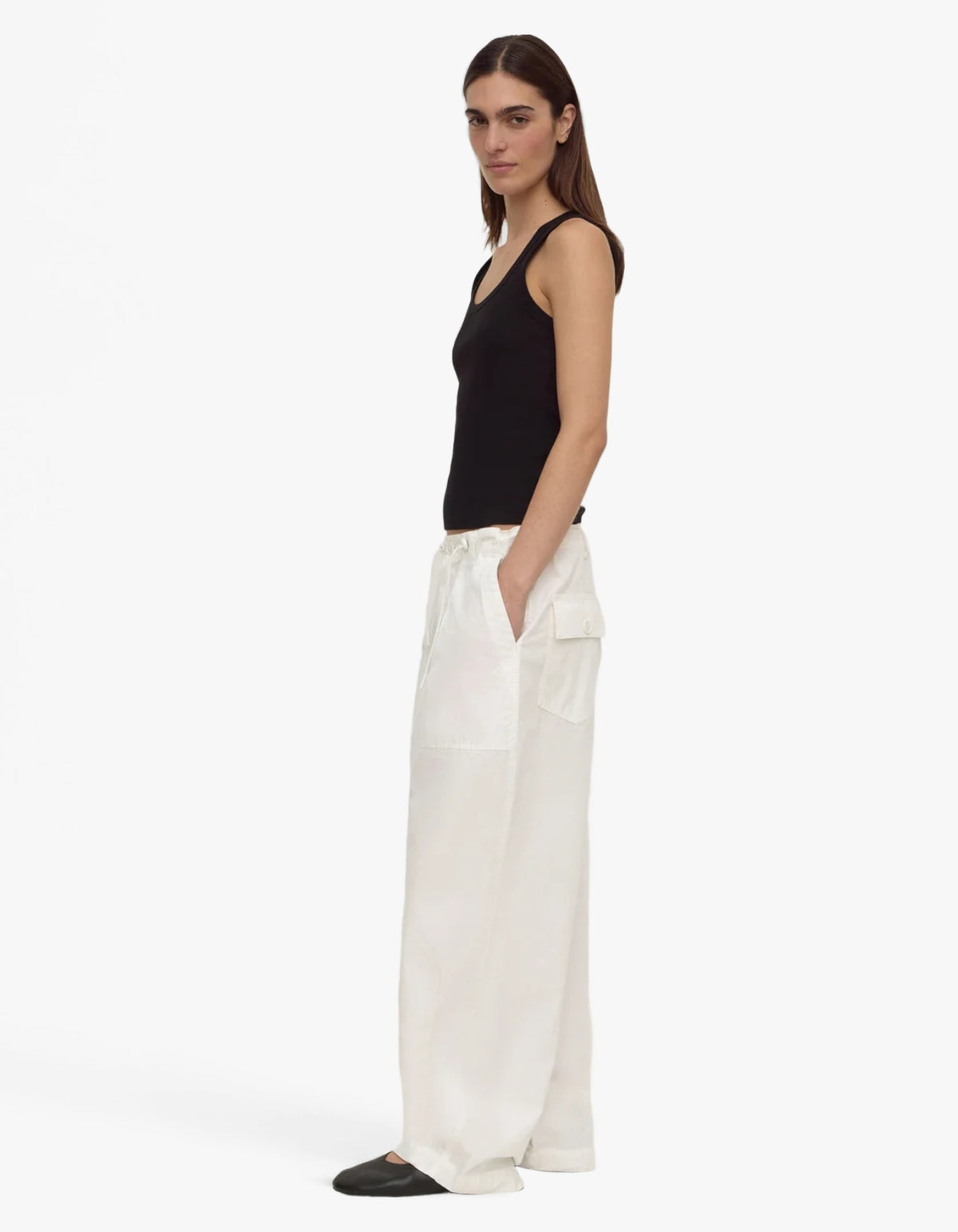 Robyn Scoop Neck Rib Tank - Black