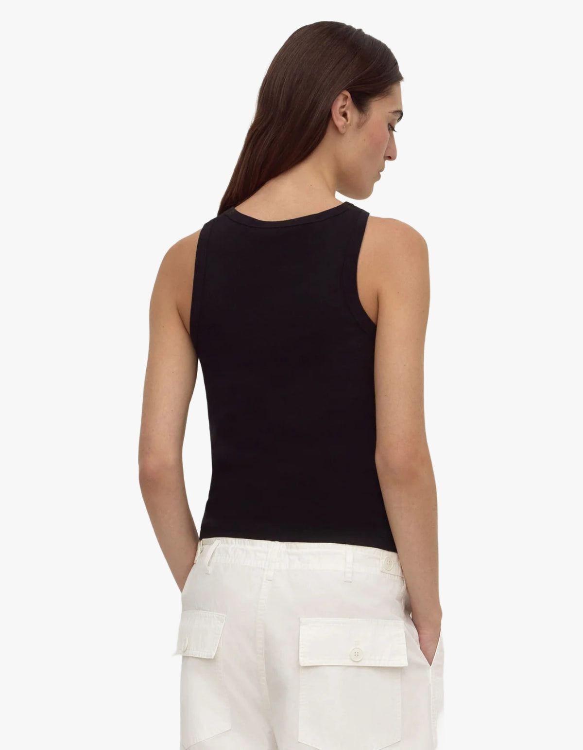 Robyn Scoop Neck Rib Tank - Black