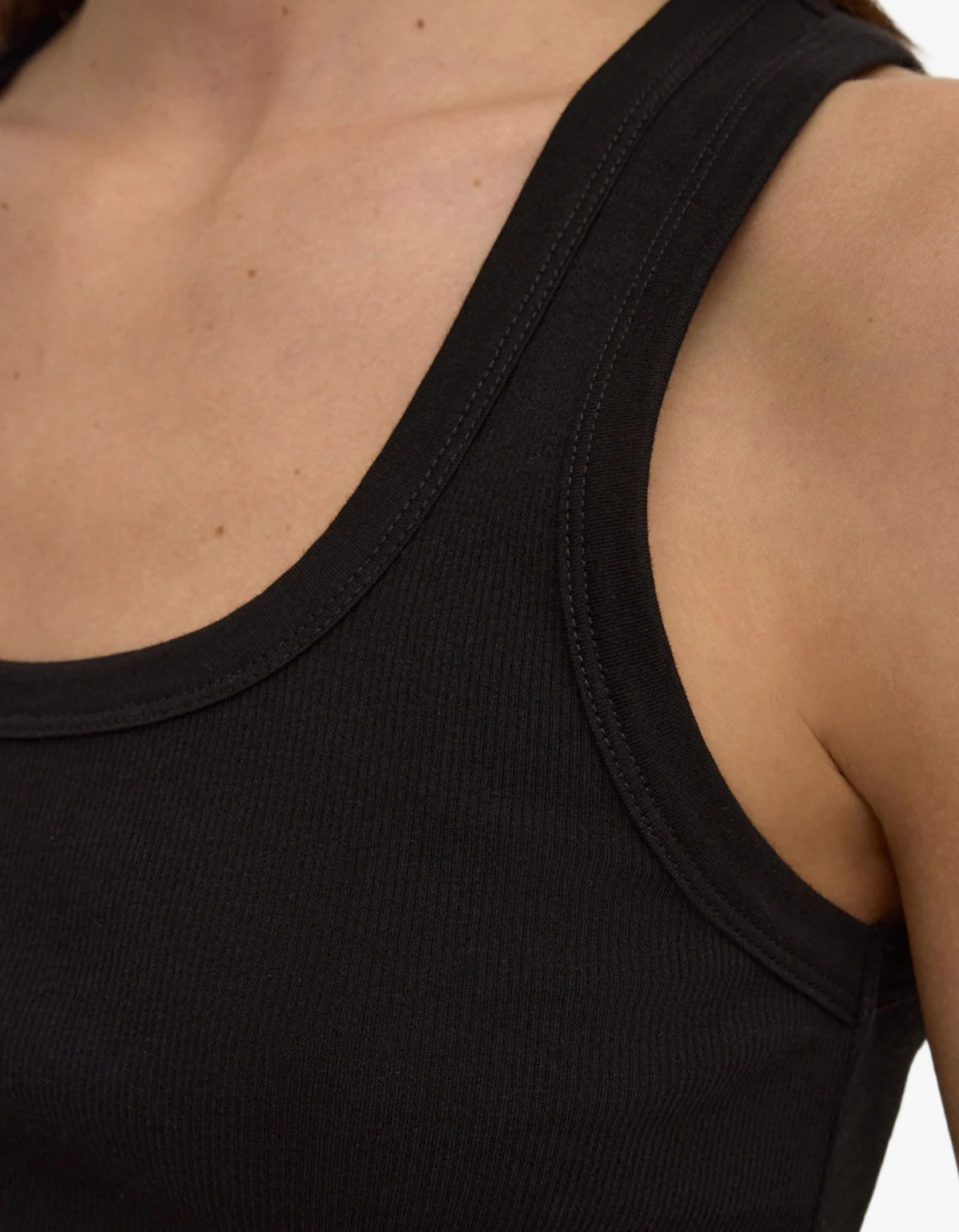 Robyn Scoop Neck Rib Tank - Black