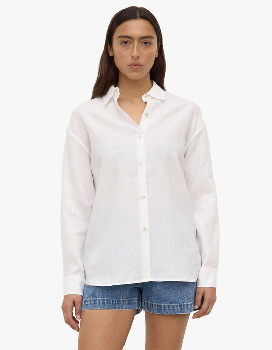 Everyday Womens Linen Long Sleeve Shirt - White