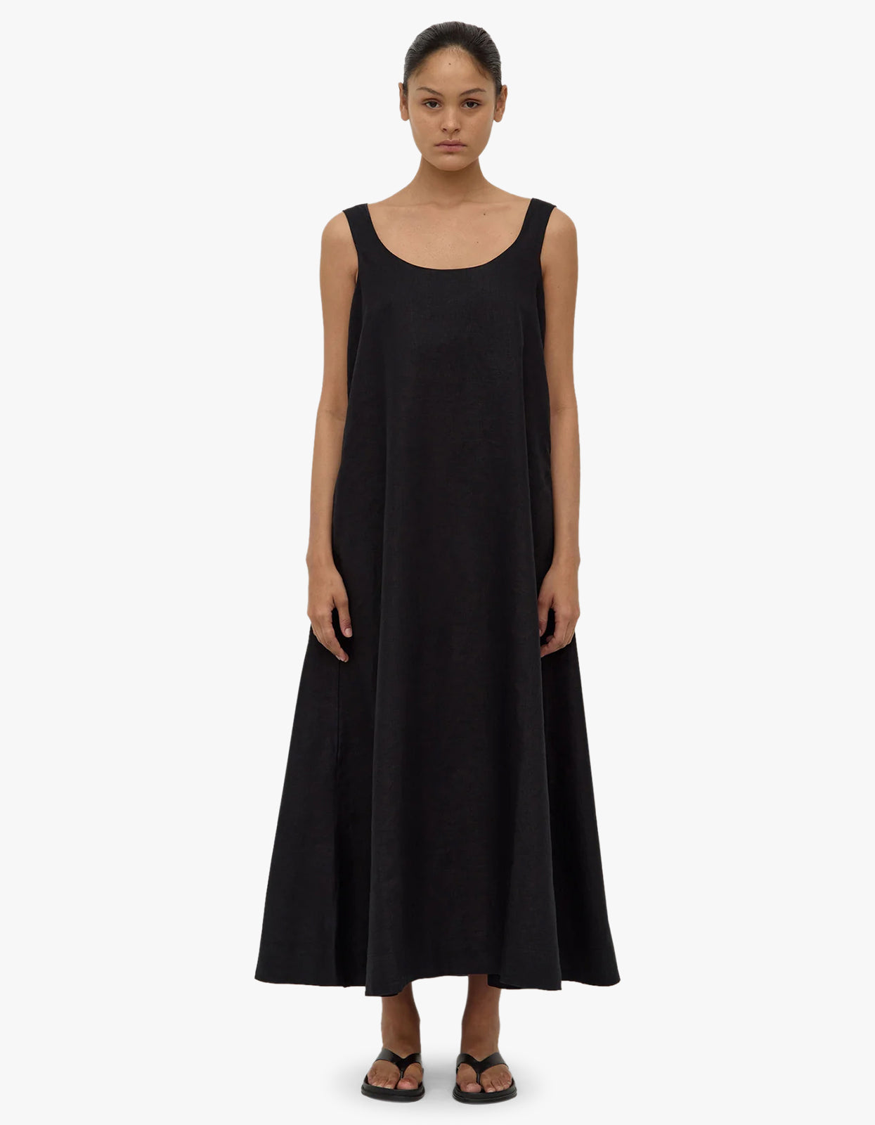 Maree Linen Midi Dress - Black