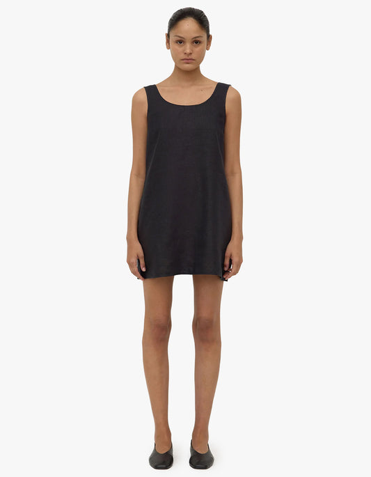 Selma Linen Mini Dress - Black