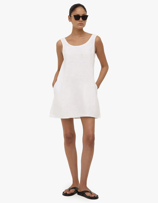 Selma Linen Mini Dress - White