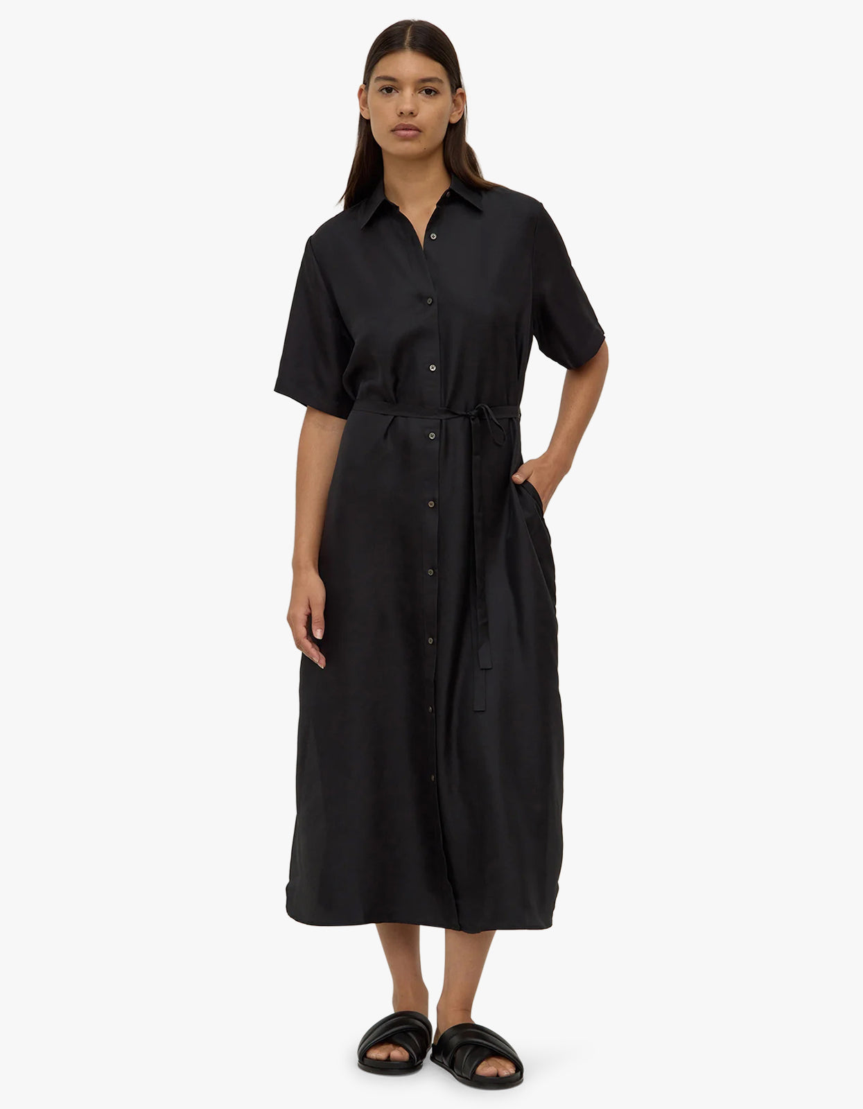 Amelie Shirt Dress - Black