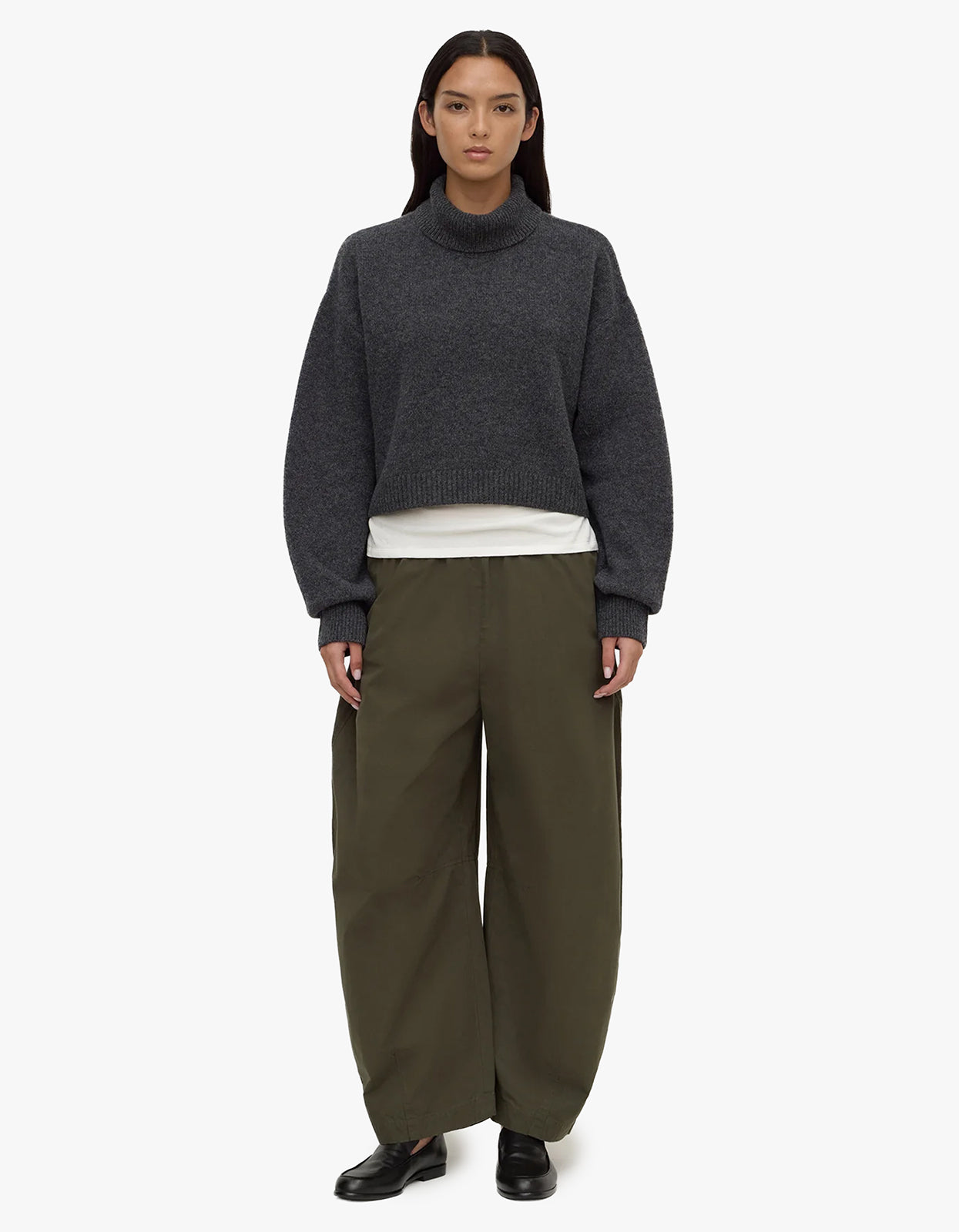 Paris Wool Cashmere Knit Turtleneck - Charcoal Marle