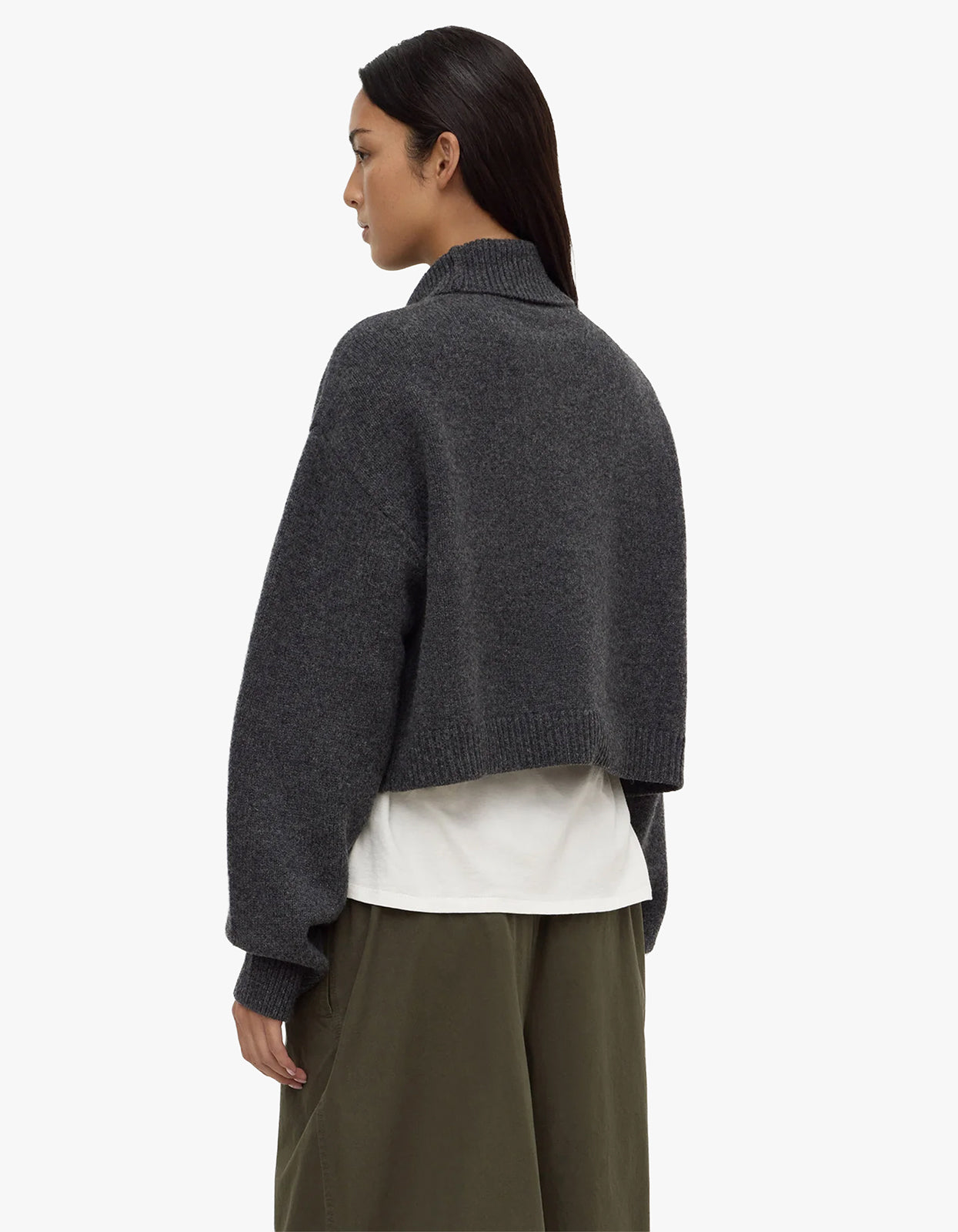 Paris Wool Cashmere Knit Turtleneck - Charcoal Marle