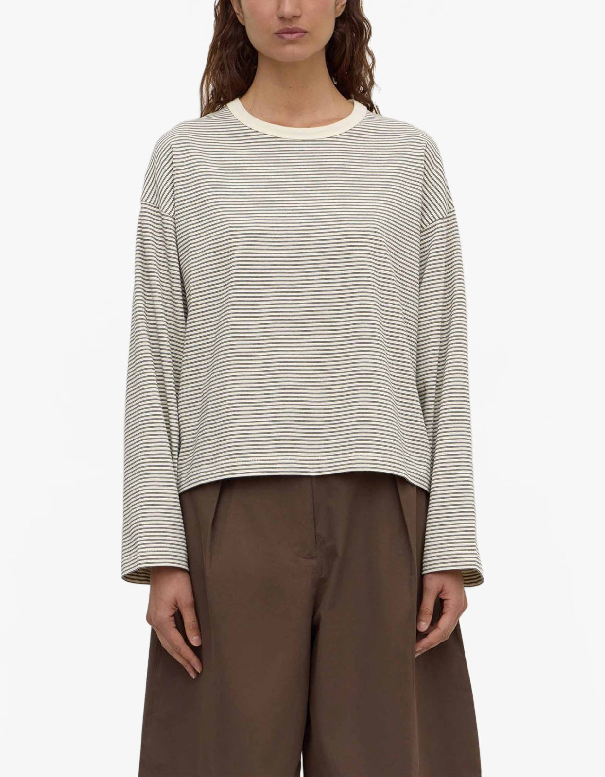 Malone Stripe Wide Sleeve Tee - Cream/Black