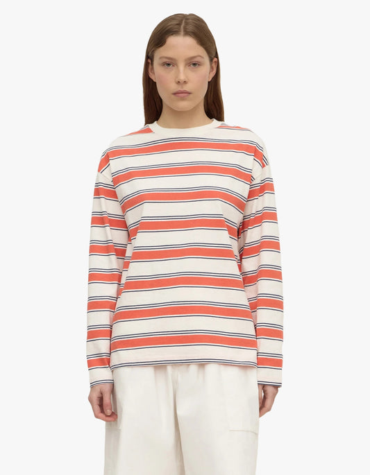 Eliana Stripe Cotton Long Sleeve Tee - Dahlia Stripe