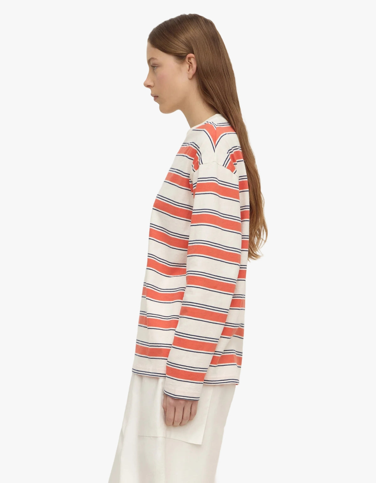 Eliana Stripe Cotton Long Sleeve Tee - Dahlia Stripe