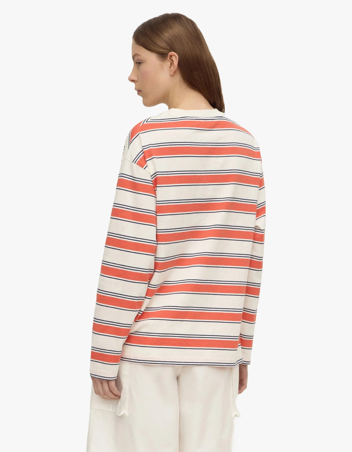 Eliana Stripe Cotton Long Sleeve Tee - Dahlia Stripe