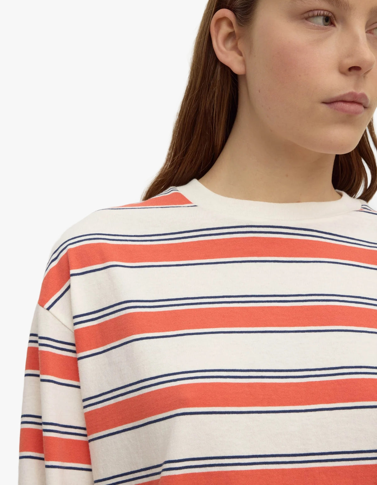 Eliana Stripe Cotton Long Sleeve Tee - Dahlia Stripe