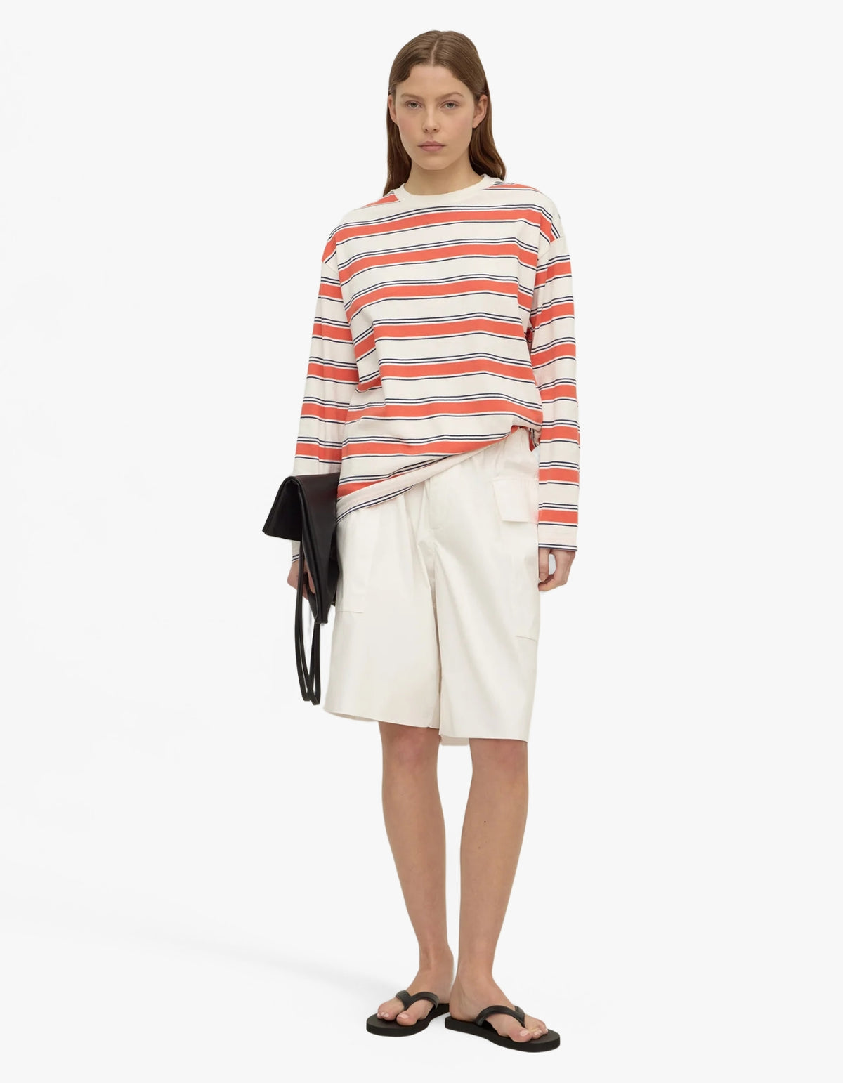 Eliana Stripe Cotton Long Sleeve Tee - Dahlia Stripe