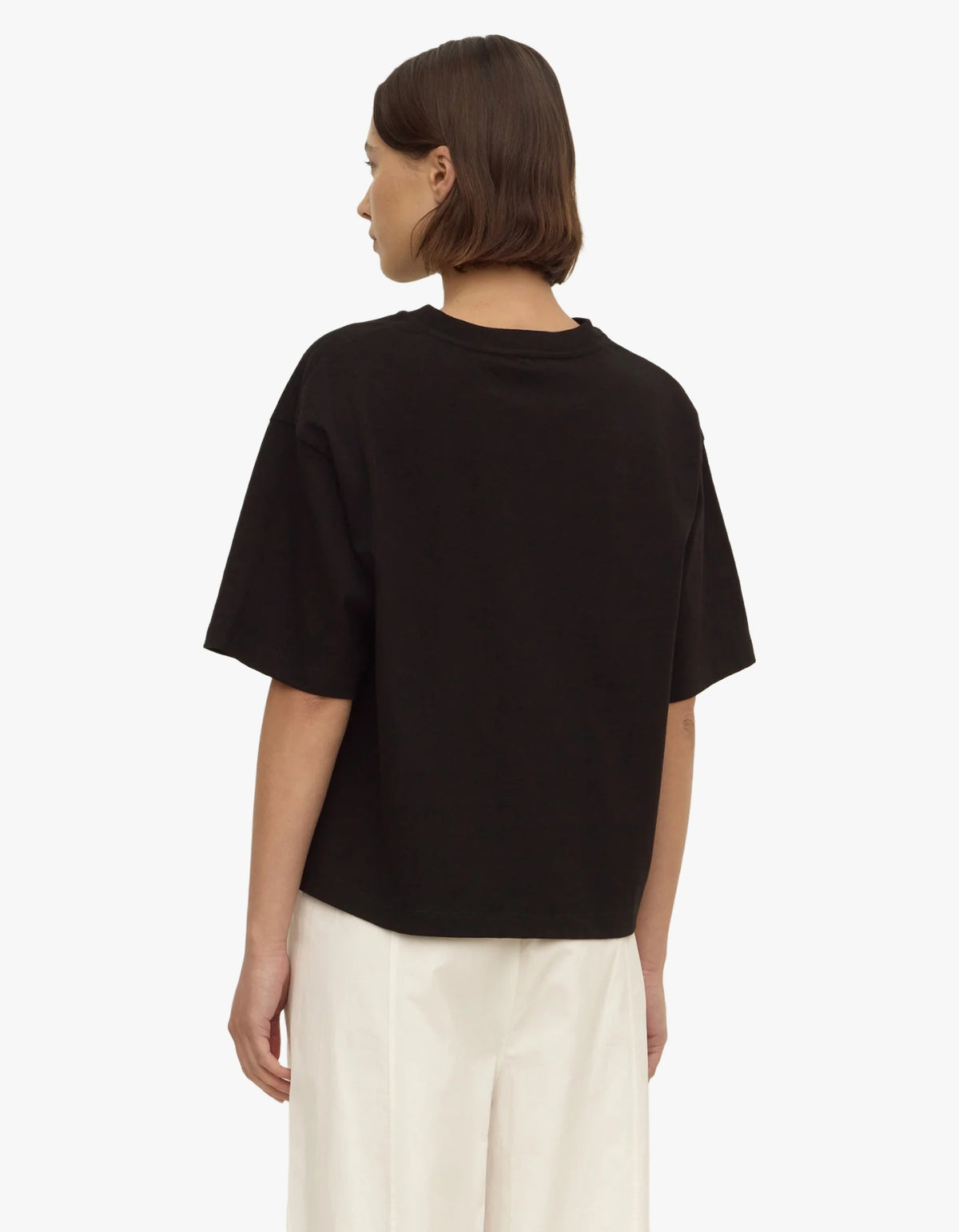 Ellie V Neck Oversized Tee - Black