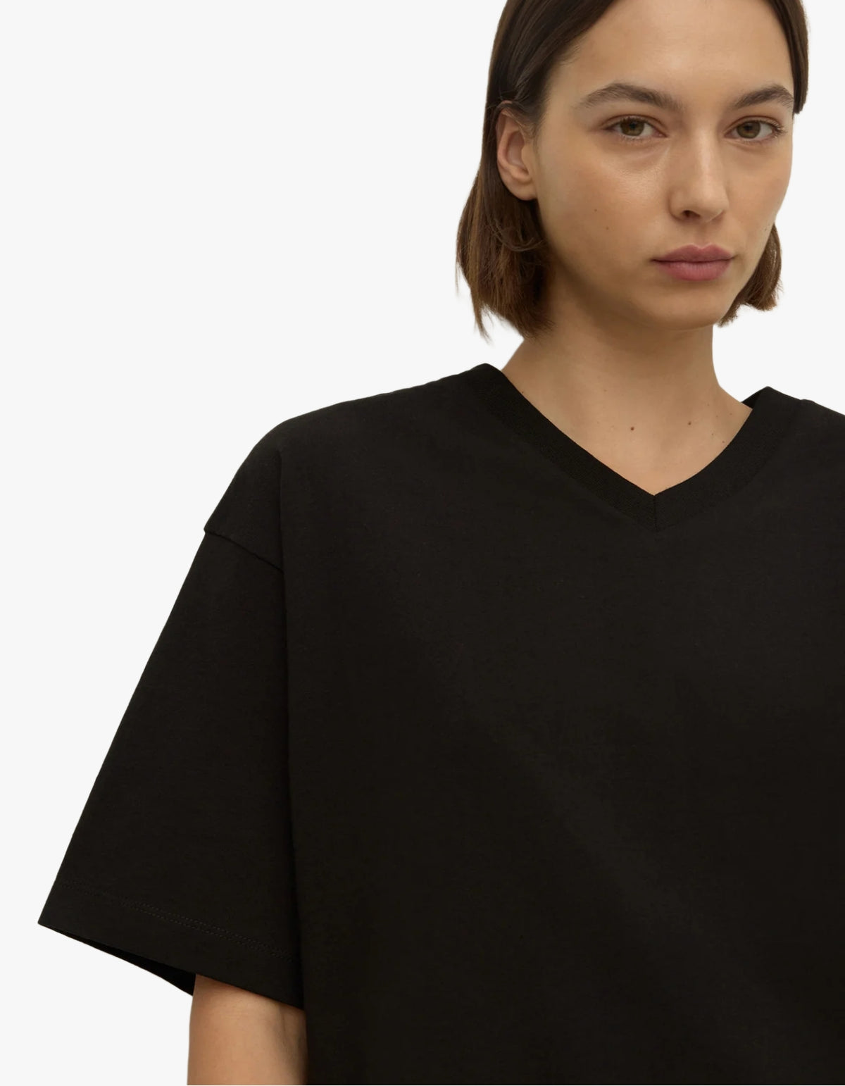 Ellie V Neck Oversized Tee - Black