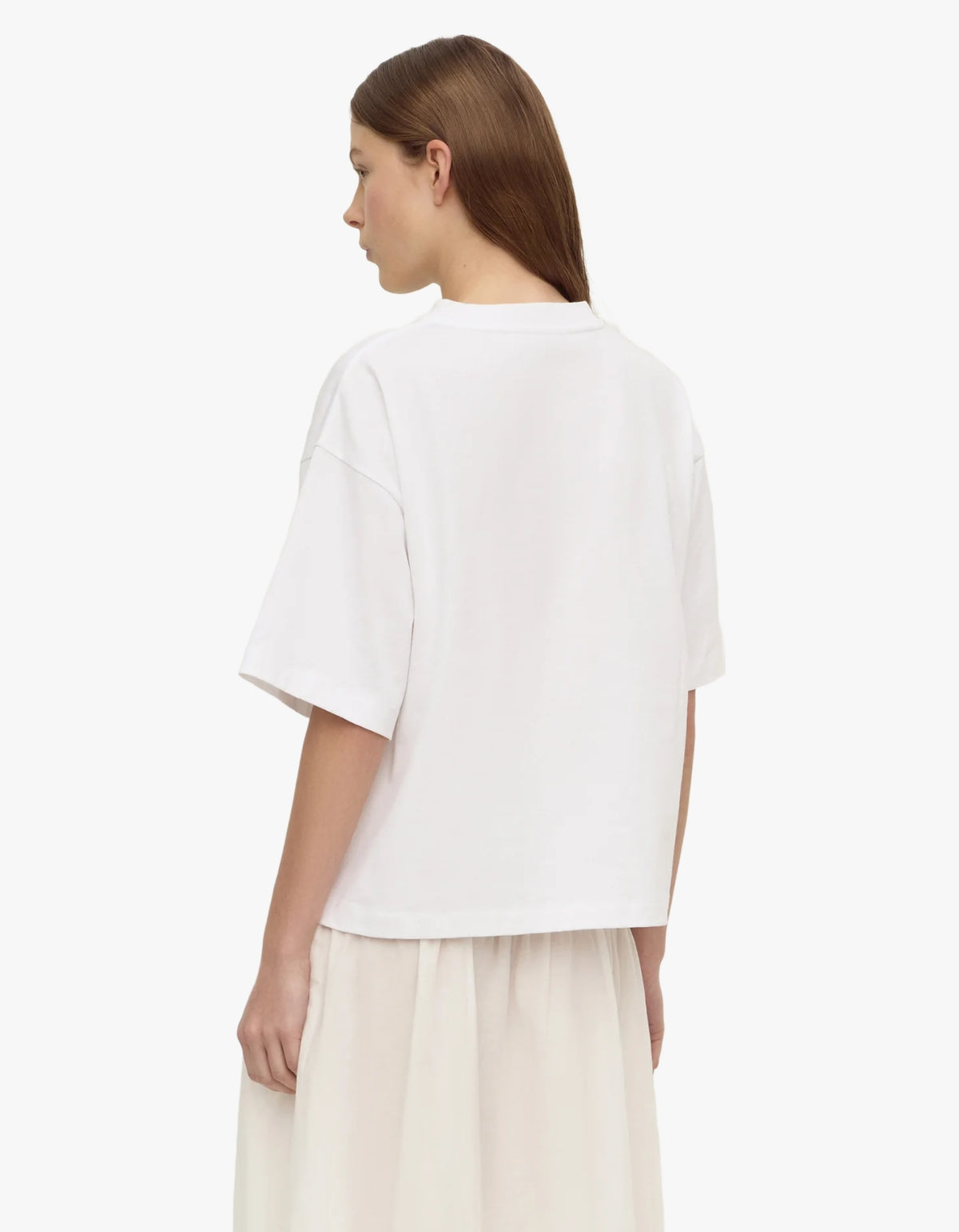 Ellie V Neck Oversized Tee - White