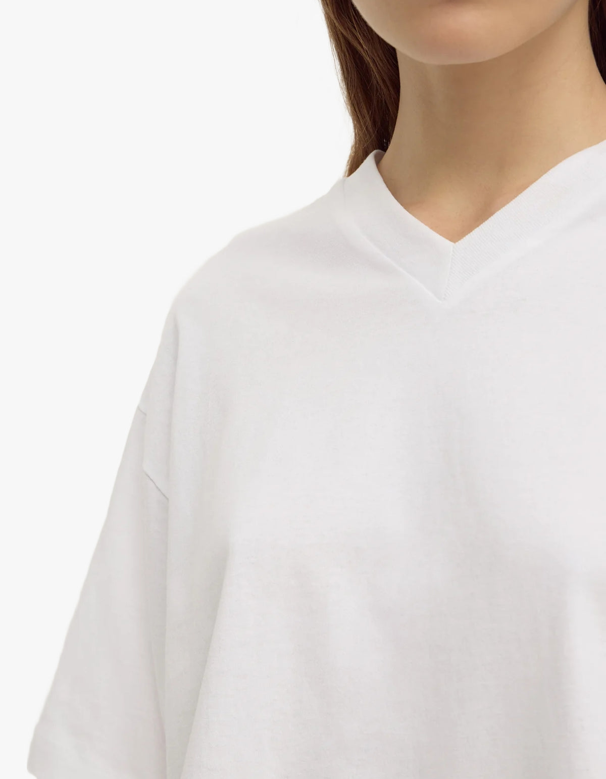 Ellie V Neck Oversized Tee - White