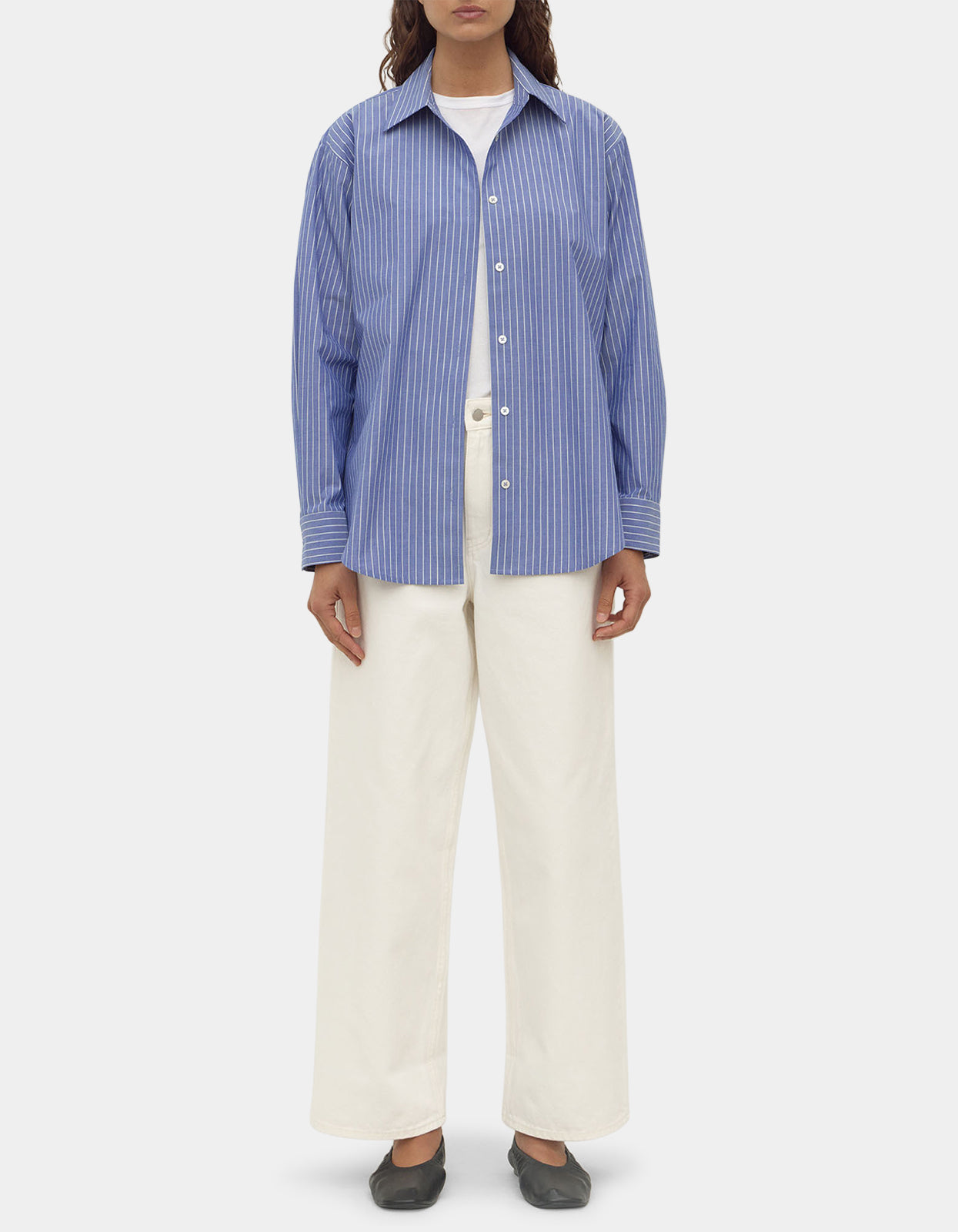 Anais Stripe Long Sleeve Shirt - Blue/White Stripe