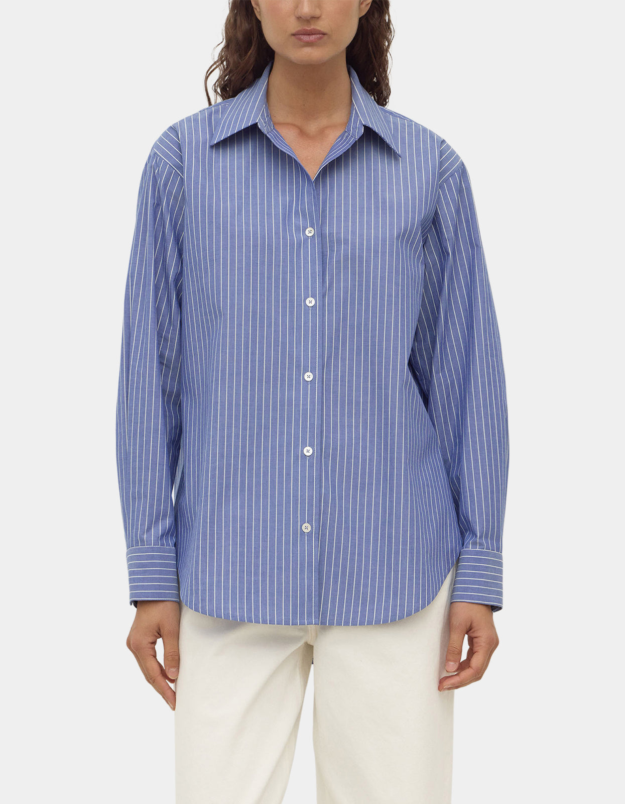 Anais Stripe Long Sleeve Shirt - Blue/White Stripe