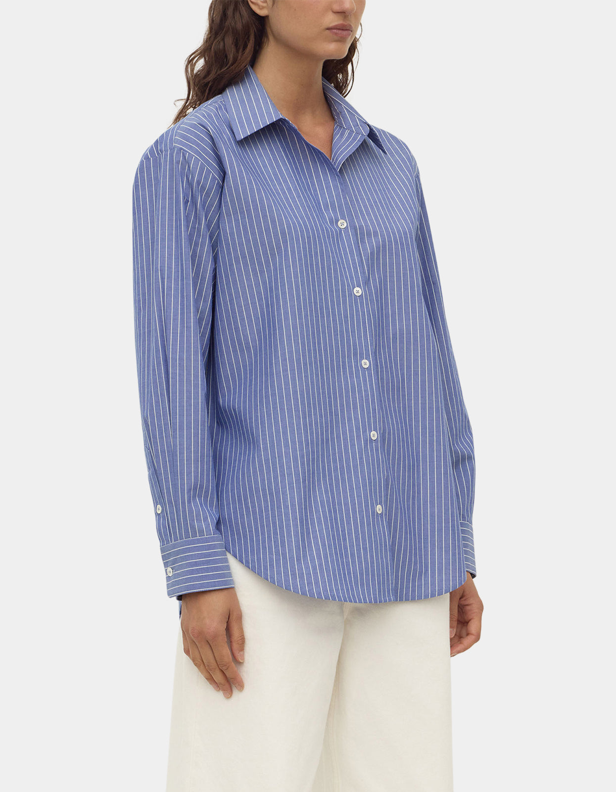 Anais Stripe Long Sleeve Shirt - Blue/White Stripe