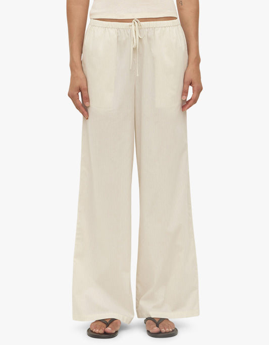 Marina Stripe Pant - White/Grey Stripe
