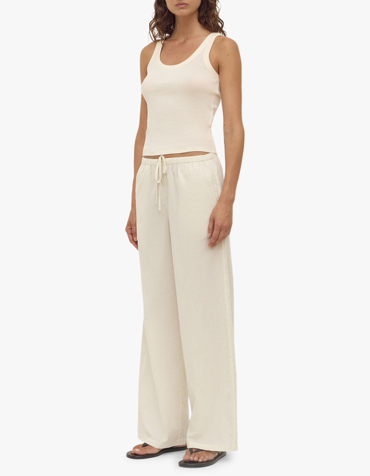Marina Stripe Pant - White/Grey Stripe