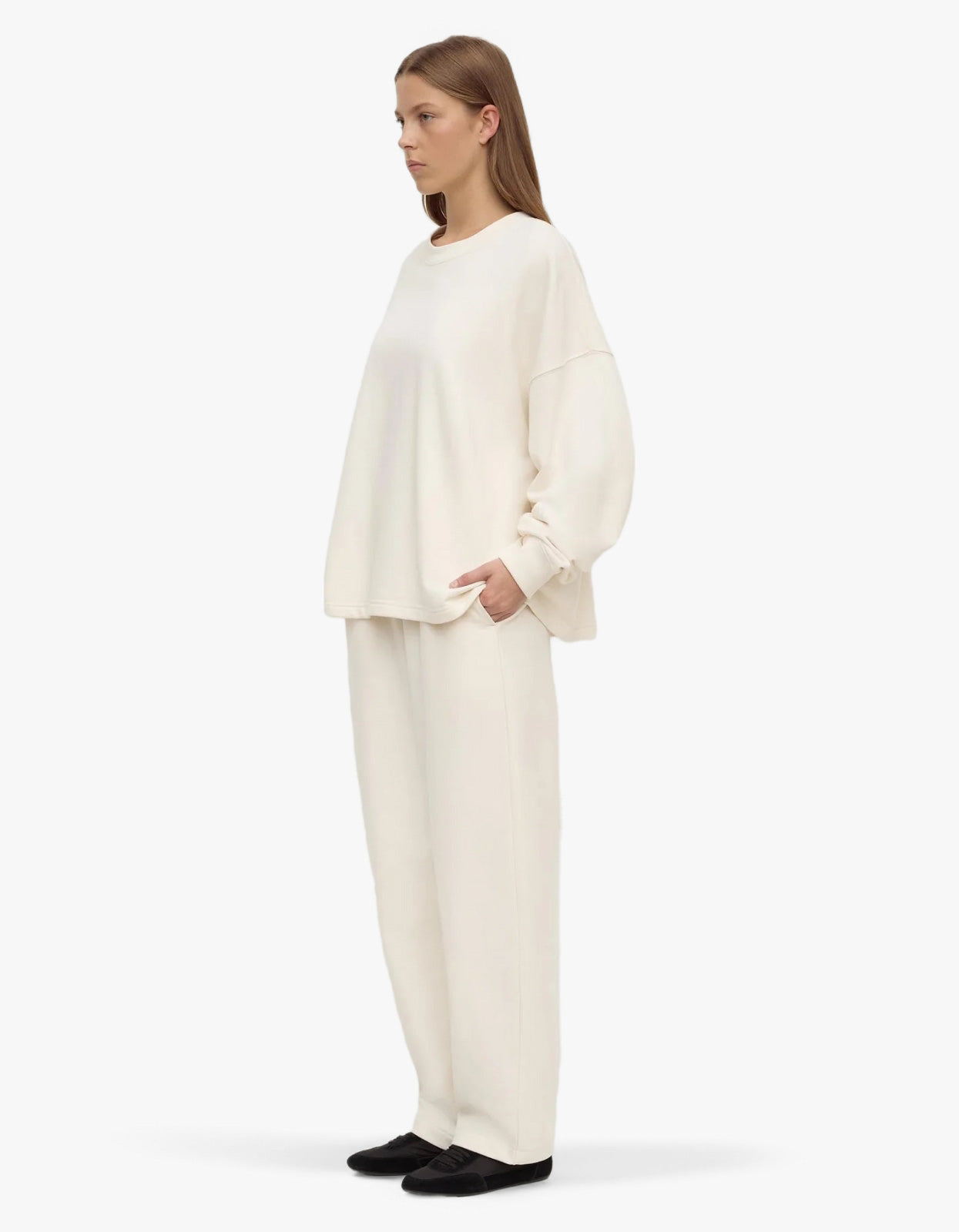 Brushed Cotton Lounge Sweater - Shell