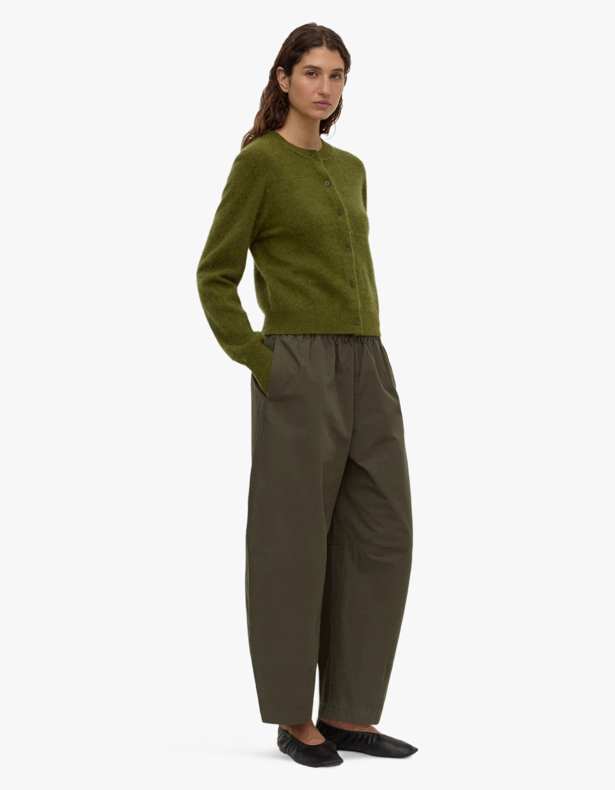 Carina Merino Wool Long Sleeve Cardigan - Grove