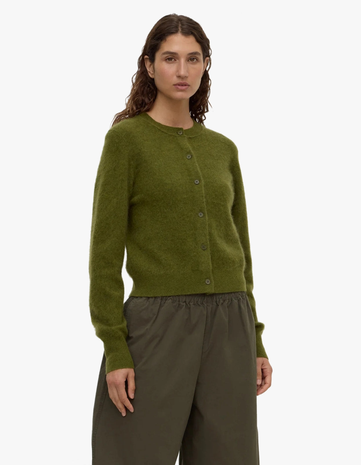 Carina Merino Wool Long Sleeve Cardigan - Grove