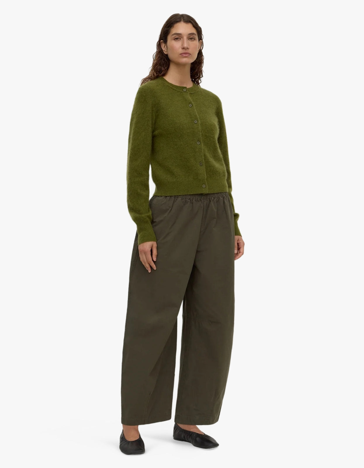 Carina Merino Wool Long Sleeve Cardigan - Grove